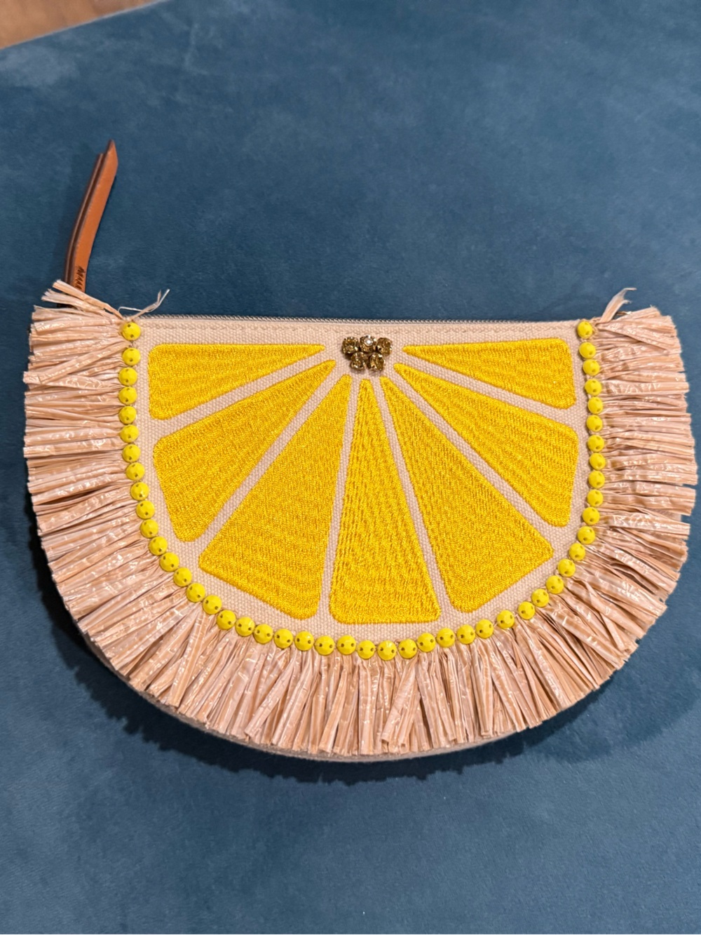 Yellow Citrus Fringe Half-Moon Clutch
